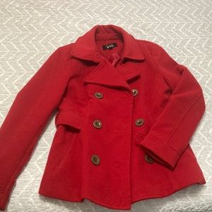 Red pea coat